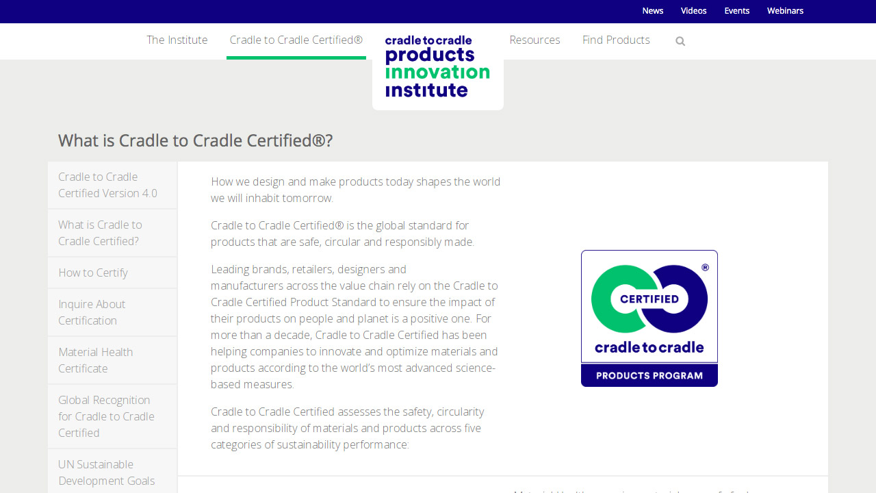 Estándar global para productos “Cradle to Cradle Certified®”